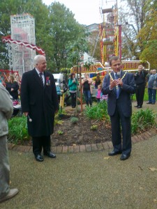 Mayor Ernest Noad and MP Bob Stewart at tree planting