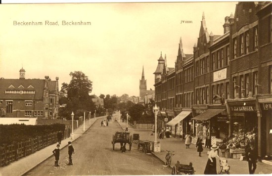 65, Beckenham Road looking towards Beckenham, The shops on the right are still there, 1914
